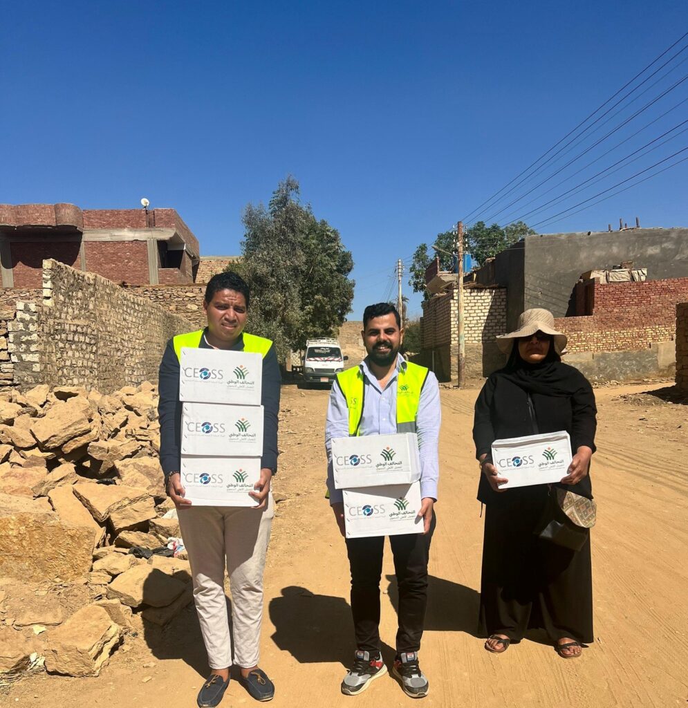 To support first-care families: Distribution of food commodity cartons in Beni Suef and Aswan.